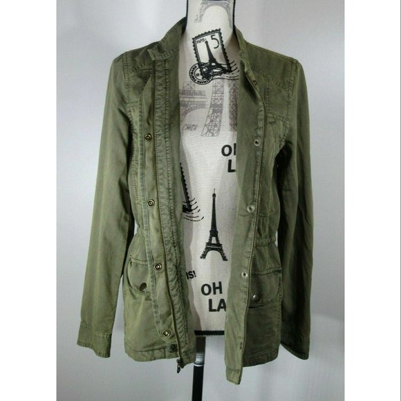 HINGE Drapey Military Jacket, Army Green, Womens Size Small - Picture 2 of 7
